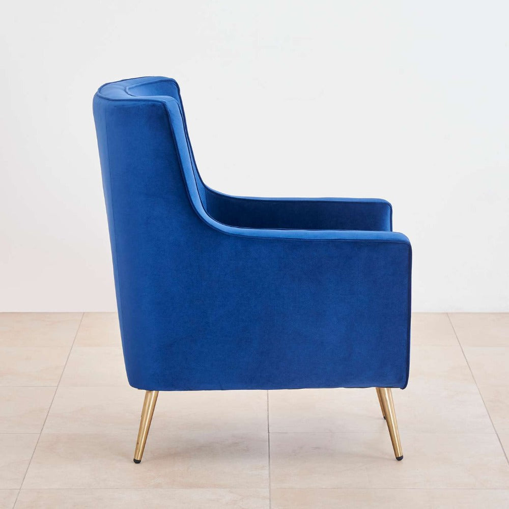 Tiktok Button-Tufted Wingback Chair In Blue - Nice Maple