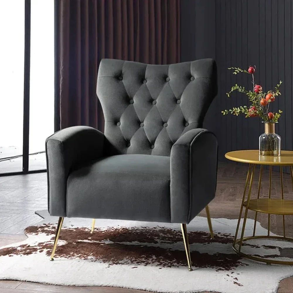 Jacky Chesterfield Chair in Suede - Nice Maple