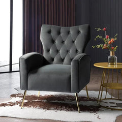 Jacky Chesterfield Chair in Suede - Nice Maple