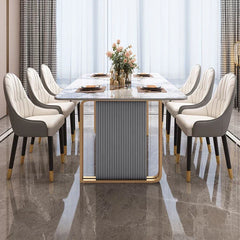 Volvo Luxury 6 Seater Dining Table in Golden Stainless Steel - Nice Maple