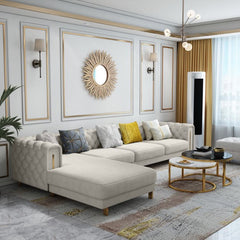 Relexo Premium Modern Sofa Set in Beige Leatherette