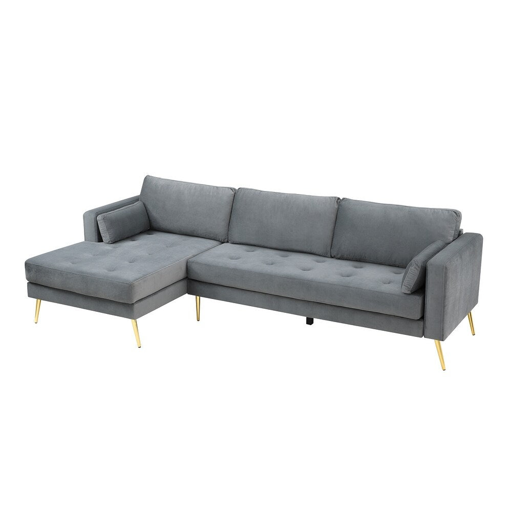 Volly High Back Couch Mid-century Suede SS Legs Chaise Sofa - Nice Maple