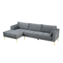 Volly High Back Couch Mid-century Suede SS Legs Chaise Sofa - Nice Maple