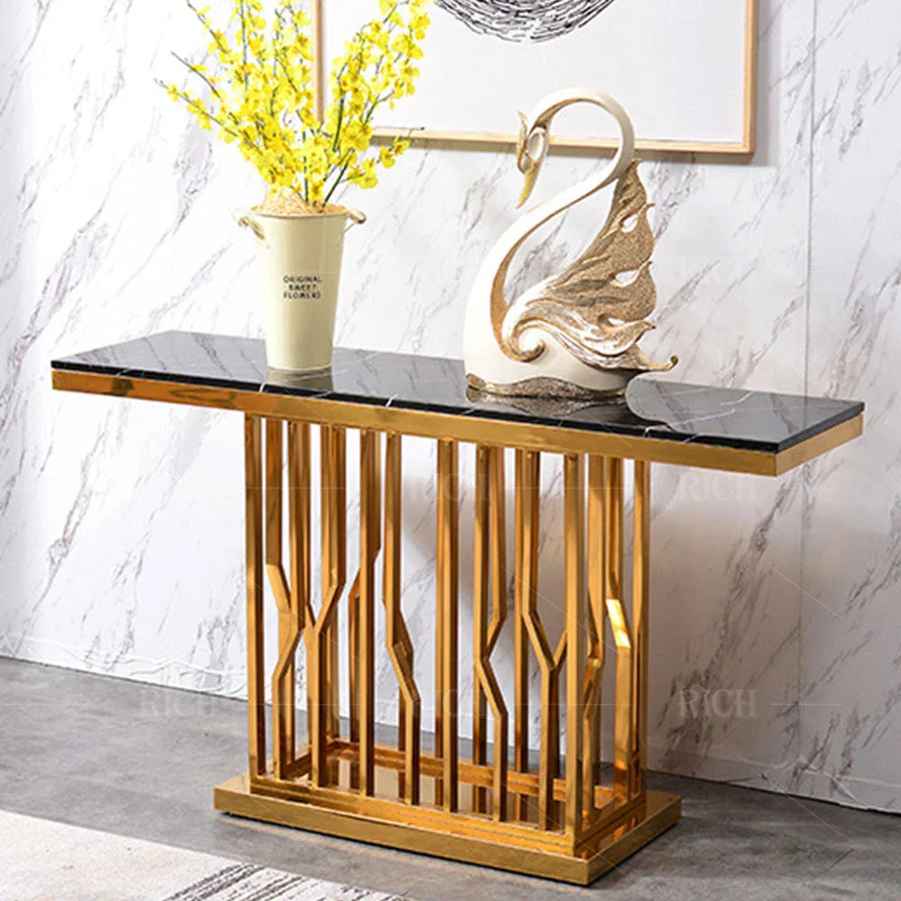 Uniline Golden Console Table - Stainless Steel - Nice Maple