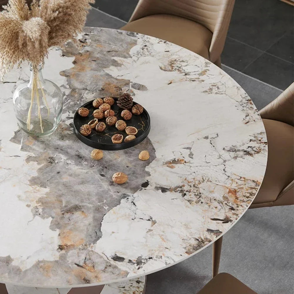 Pop-star Luxury 4 Seater Round Dining Table in Beige - Nice Maple