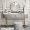 Nexa Dressing Table With Ottoman In Stainless Steel - Gold - Oak Inside