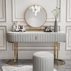 Nexa Dressing Table With Ottoman In Stainless Steel - Gold - Nice Maple