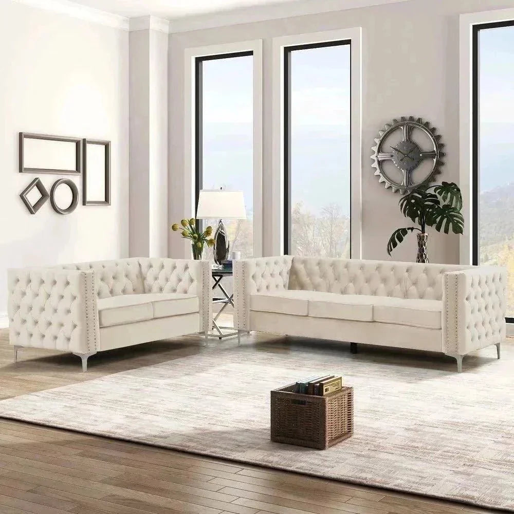 Livup Chesterfield Sofa Set - Nice Maple