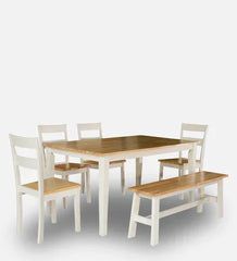 Smarty 6 Seater Dining Table in White Color - Nice Maple