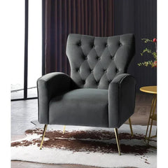 Jacky Chesterfield Chair in Suede - Nice Maple
