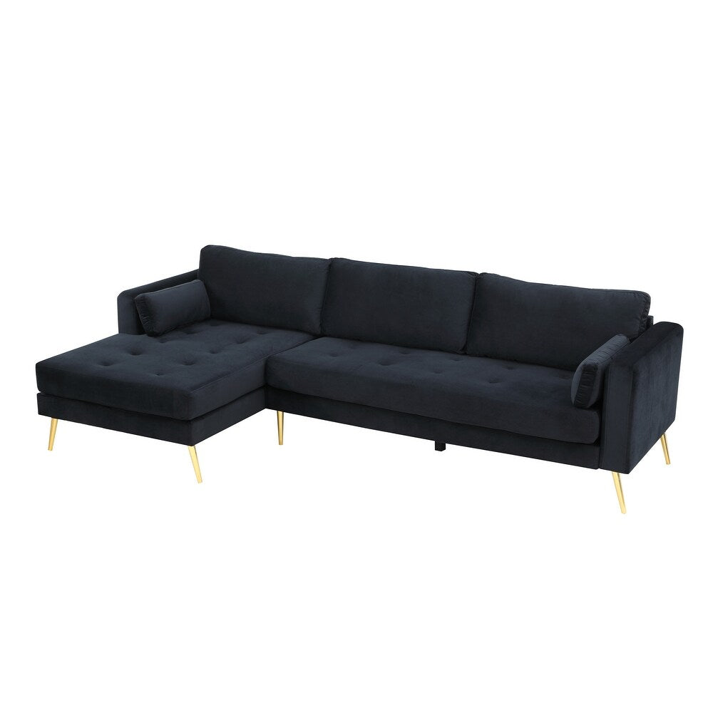Volly One Couch Mid-century Sectional Sofa in Black - Nice Maple