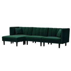 Yollo Suede Sectional Sofa in Green - Nice Maple
