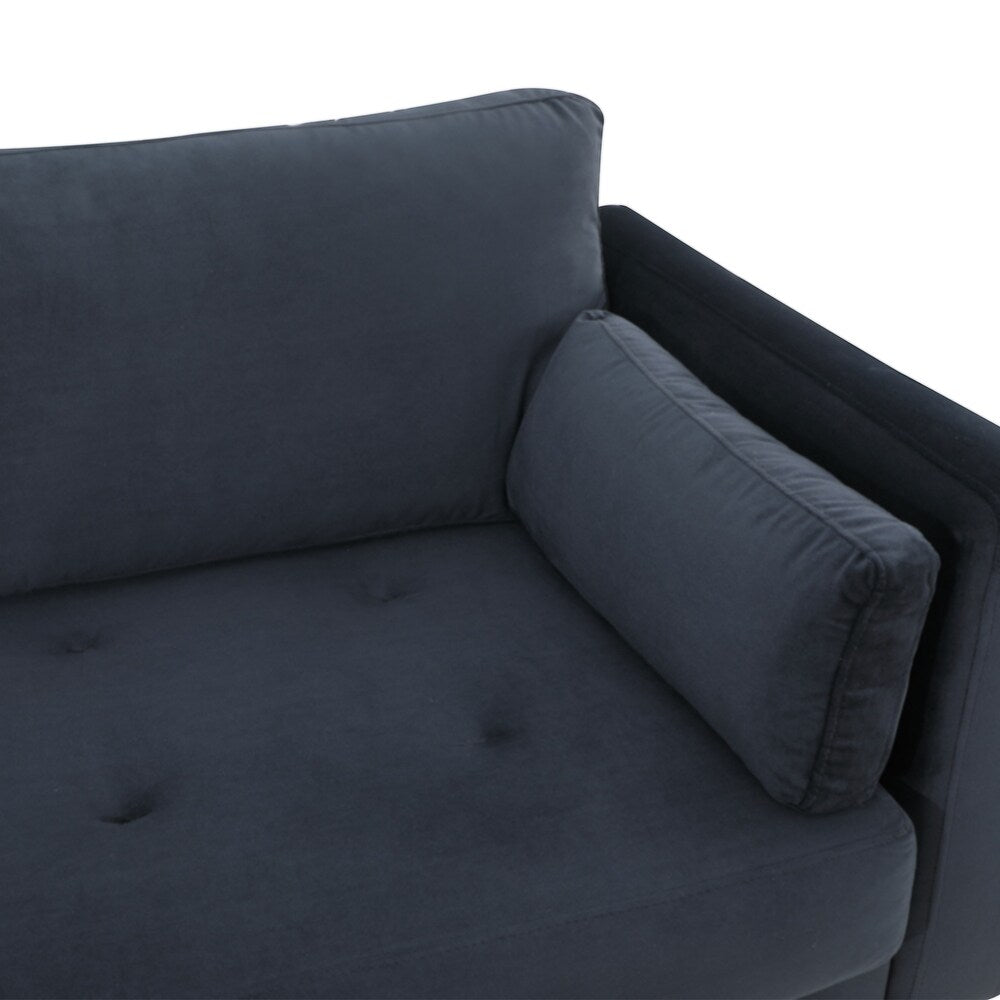 Volly One Couch Mid-century Sectional Sofa in Black - Nice Maple