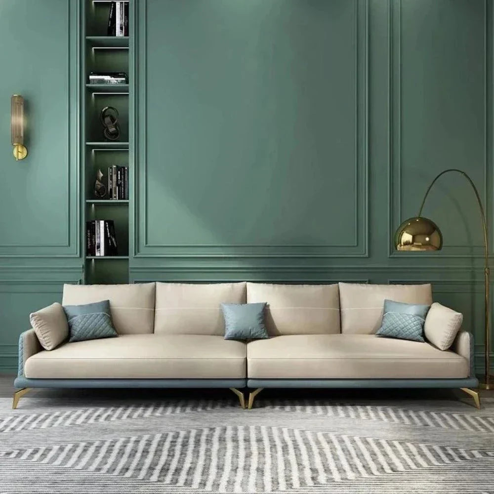Mono Luxury Modern Suede Sofa Sets In Leatherette - Nice Maple