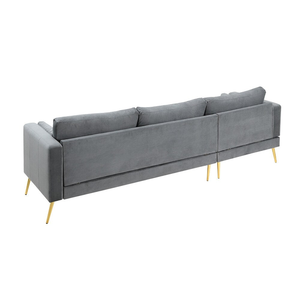 Volly High Back Couch Mid-century Suede SS Legs Chaise Sofa - Nice Maple