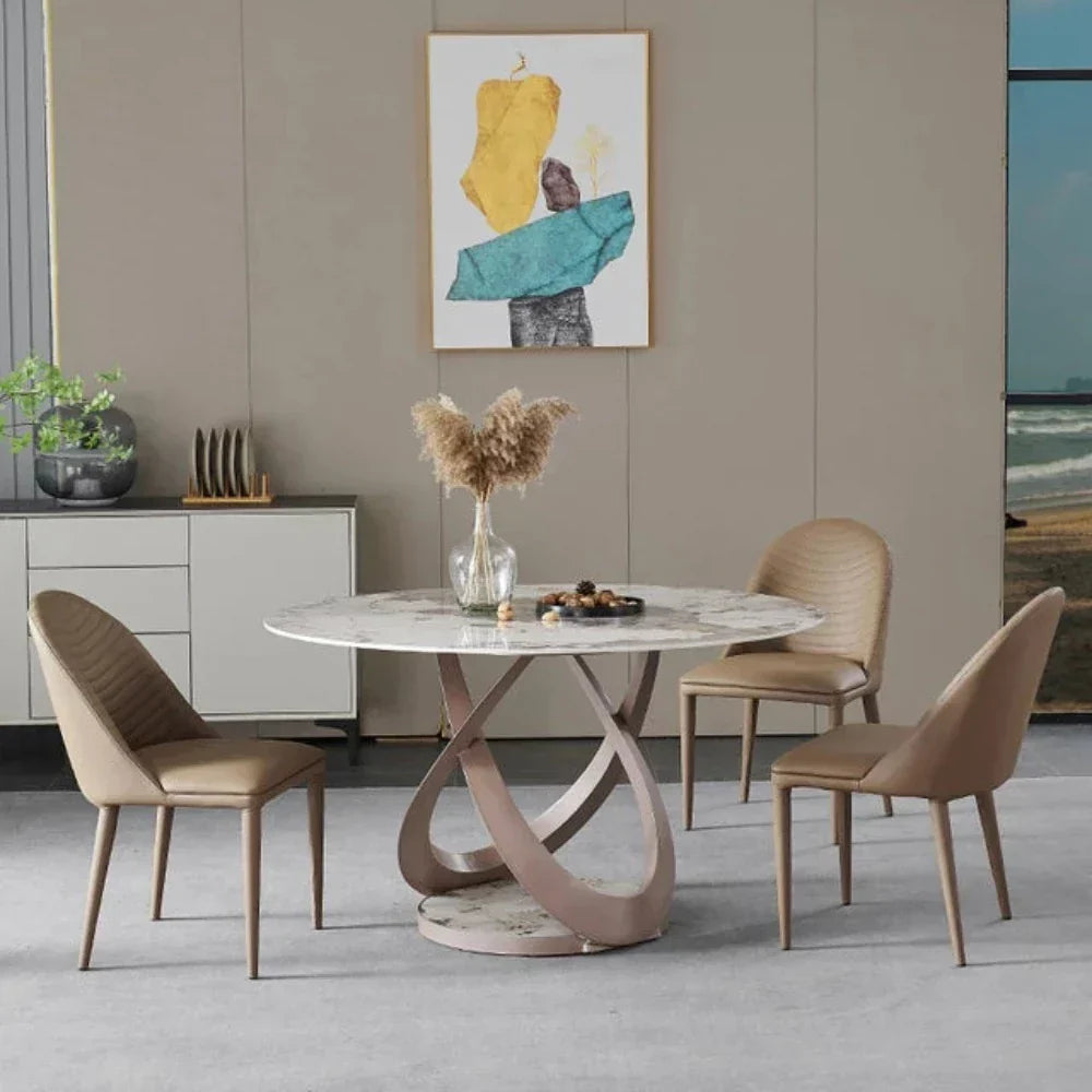 Pop-star Luxury 4 Seater Round Dining Table in Beige - Nice Maple