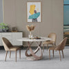 Pop-star Luxury 4 Seater Round Dining Table in Beige - Oak Inside