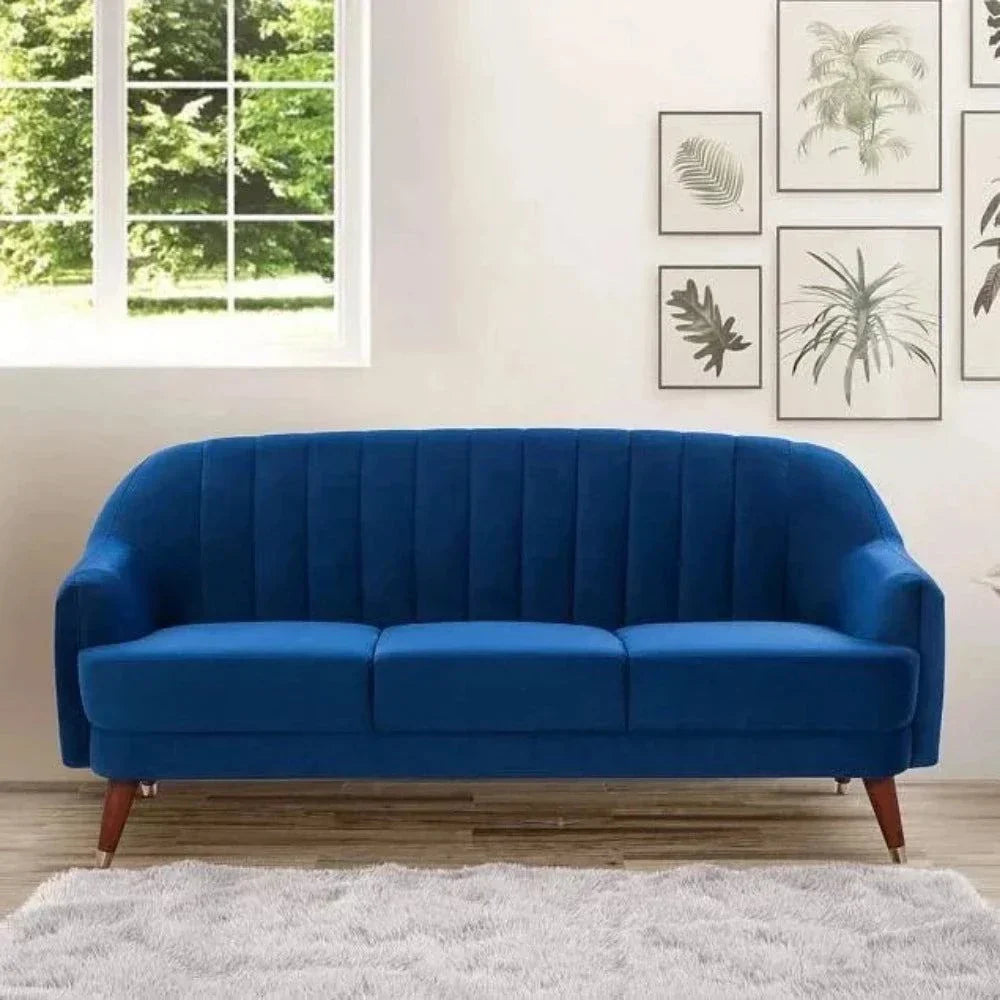 Kelly Straight Line Sofa Set in Suede - Nice Maple