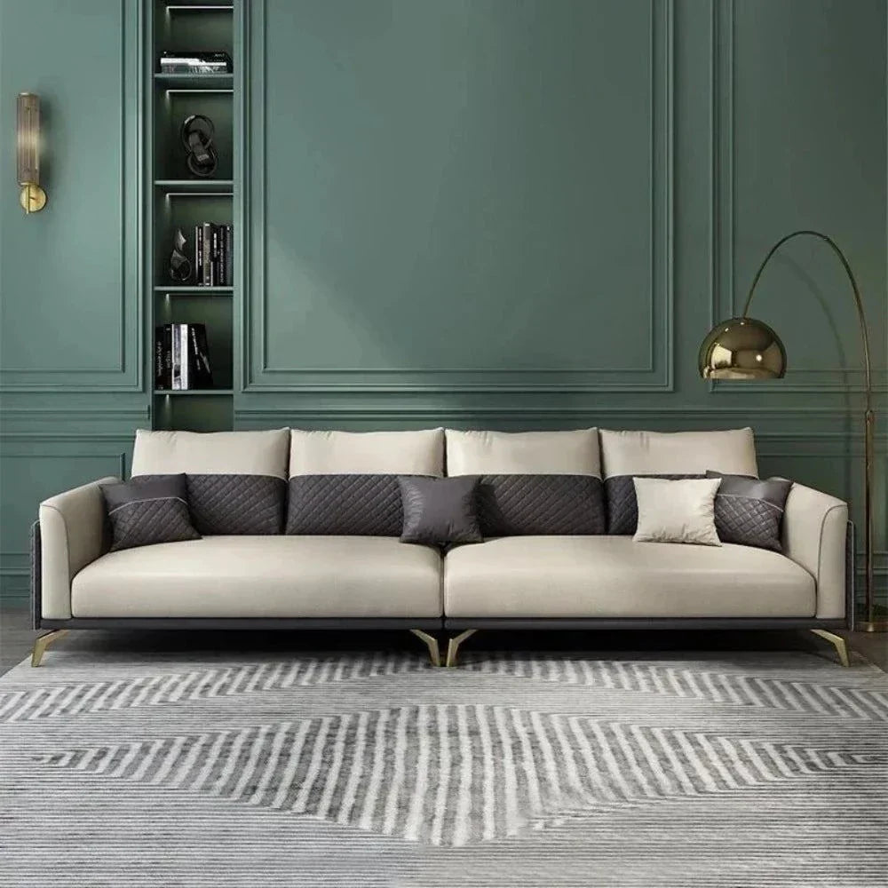 Mono Luxury Modern Suede Sofa Sets In Leatherette - Nice Maple