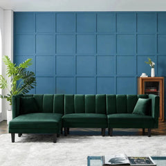 Yollo Suede Sectional Sofa in Green - Nice Maple