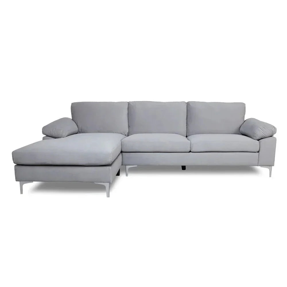 Inox Modern Suede Sectional Sofa - Nice Maple