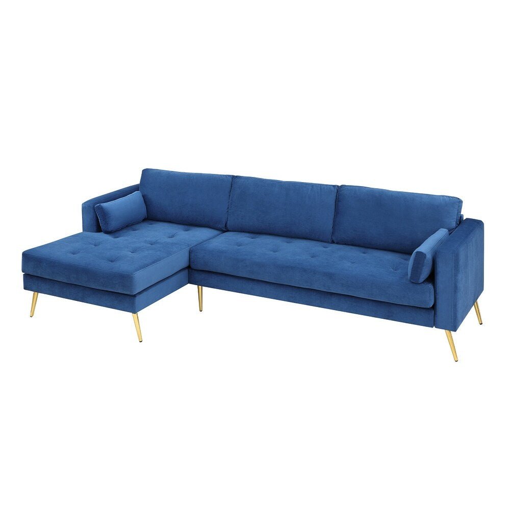 Volly High Back Couch Mid-century Suede SS Legs Chaise Sofa - Nice Maple