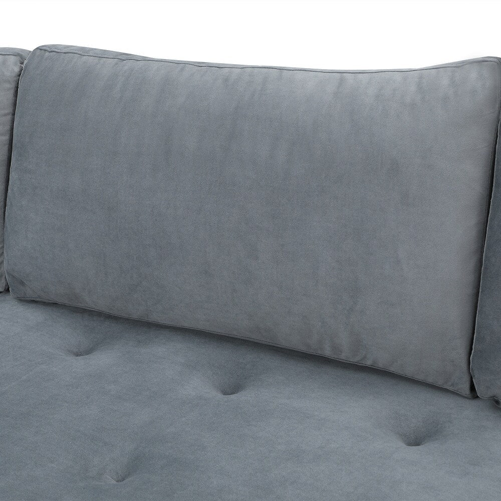 Volly High Back Couch Mid-century Suede SS Legs Chaise Sofa - Nice Maple