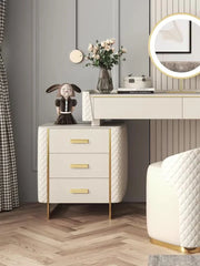 Pacific Dressing Table With Ottoman In Stainless Steel - Gold - Nice Maple