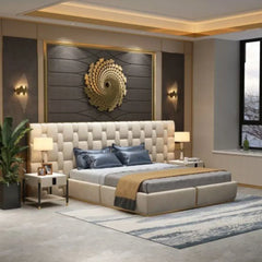 Casper Premium Upholstered Bed With Side Tables in Suede