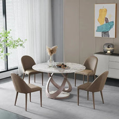 Pop-star Luxury 4 Seater Round Dining Table in Beige - Nice Maple