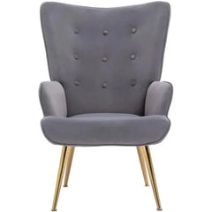 Kitty Button-Tufted Wingback Chair - Nice Maple