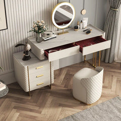 Pacific Dressing Table With Ottoman In Stainless Steel - Gold - Nice Maple