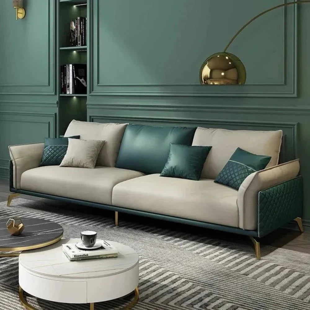 Mono Luxury Modern Suede Sofa Sets In Leatherette - Nice Maple