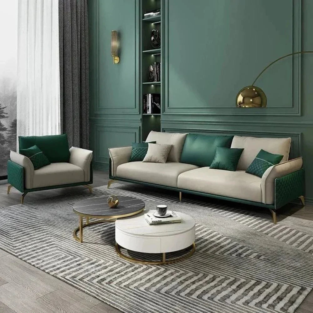 Mono Luxury Modern Suede Sofa Sets In Leatherette - Nice Maple