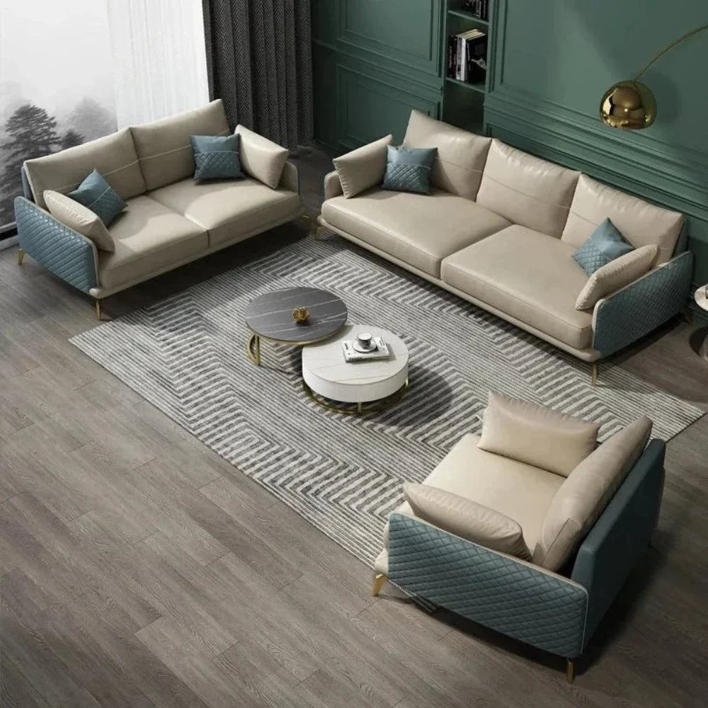 Mono Luxury Modern Suede Sofa Sets In Leatherette - Nice Maple
