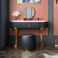 Nexa Dressing Table With Ottoman In Stainless Steel - Gold - Nice Maple