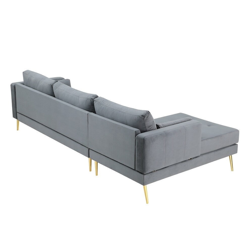 Volly High Back Couch Mid-century Suede SS Legs Chaise Sofa - Nice Maple