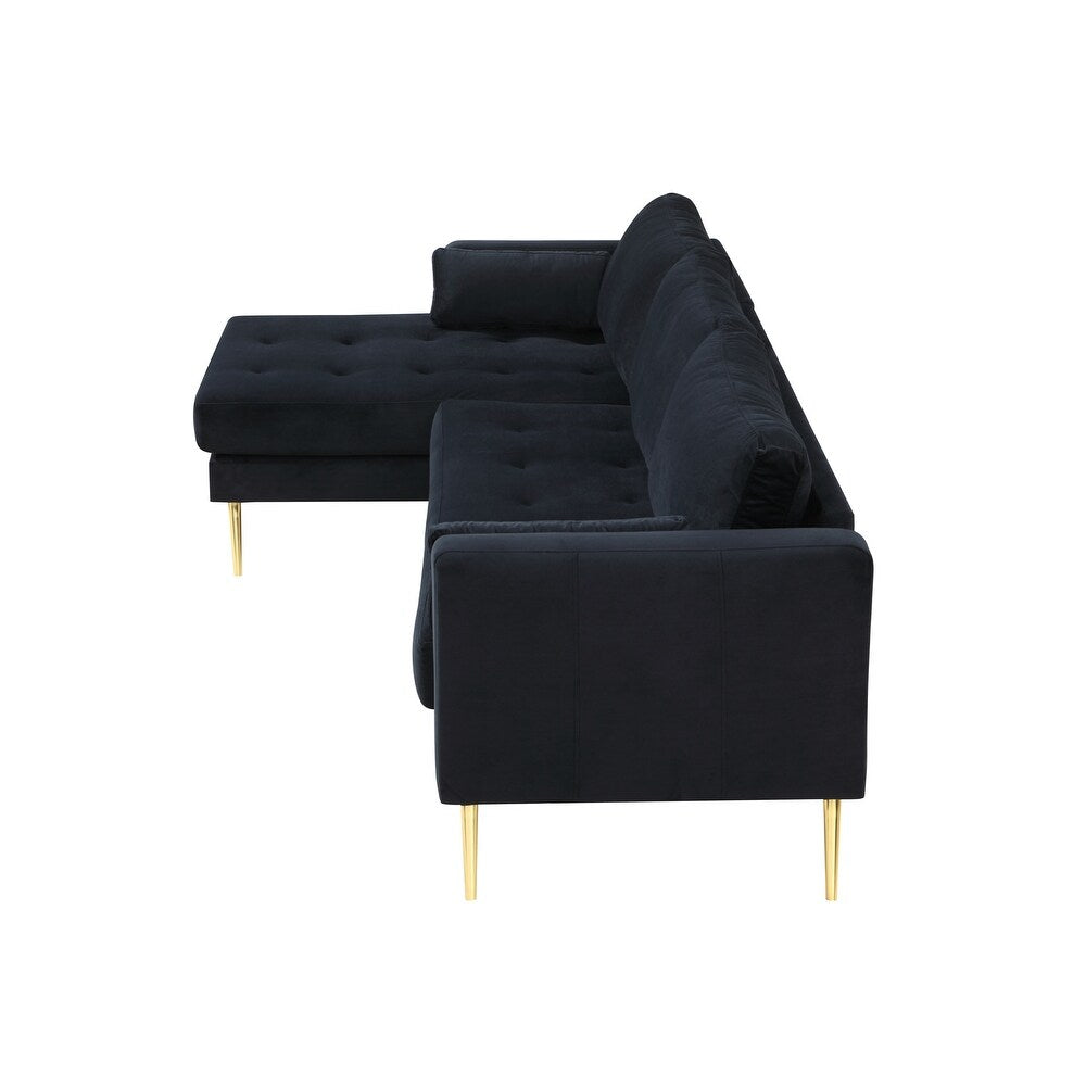 Volly One Couch Mid-century Sectional Sofa in Black - Nice Maple