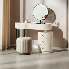 Worldmark Dressing Table With Ottoman In Stainless Steel - Gold - Nice Maple