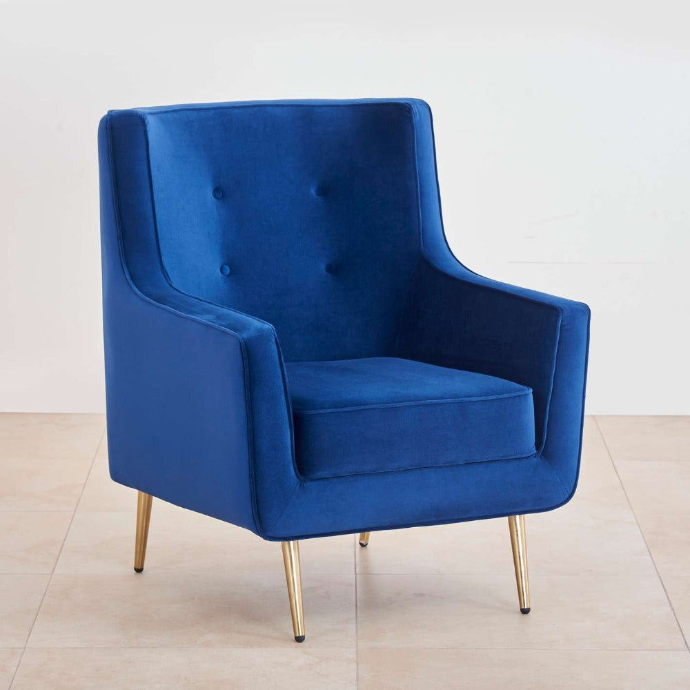 Tiktok Button-Tufted Wingback Chair In Blue - Nice Maple