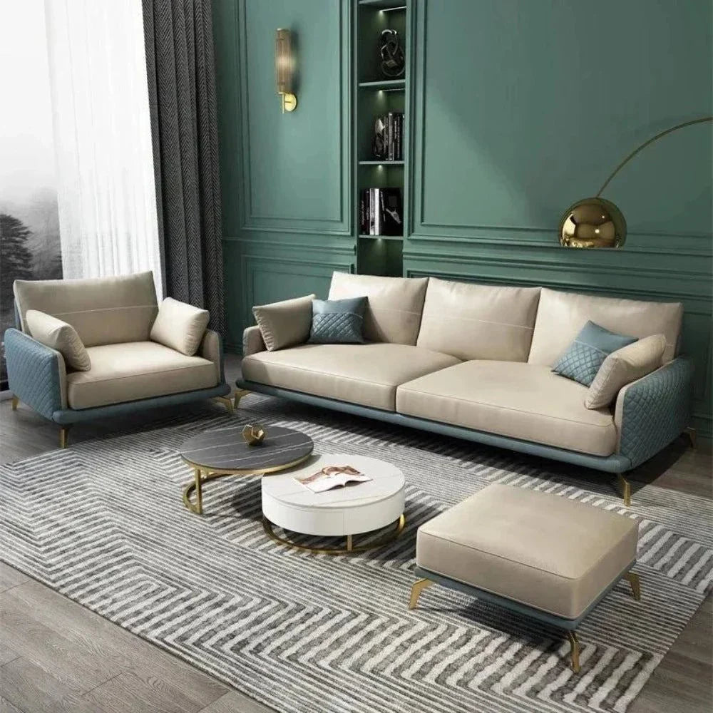 Mono Luxury Modern Suede Sofa Sets In Leatherette - Nice Maple