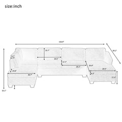 Jeffo Modern Suede Sectional U Shape Sofa