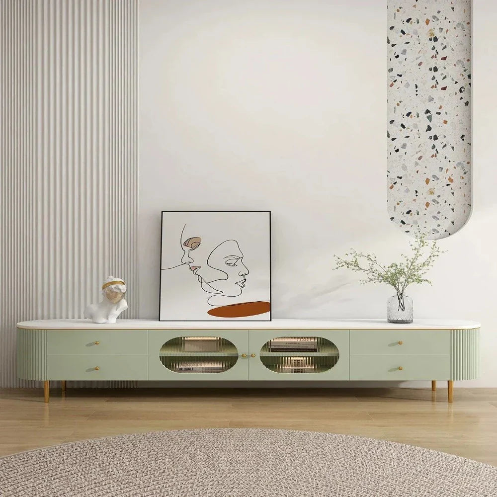 Texo Luxury TV Unit in Green - Nice Maple