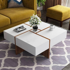 Drift White/Walnut Centre Table in PU Polish - Nice Maple