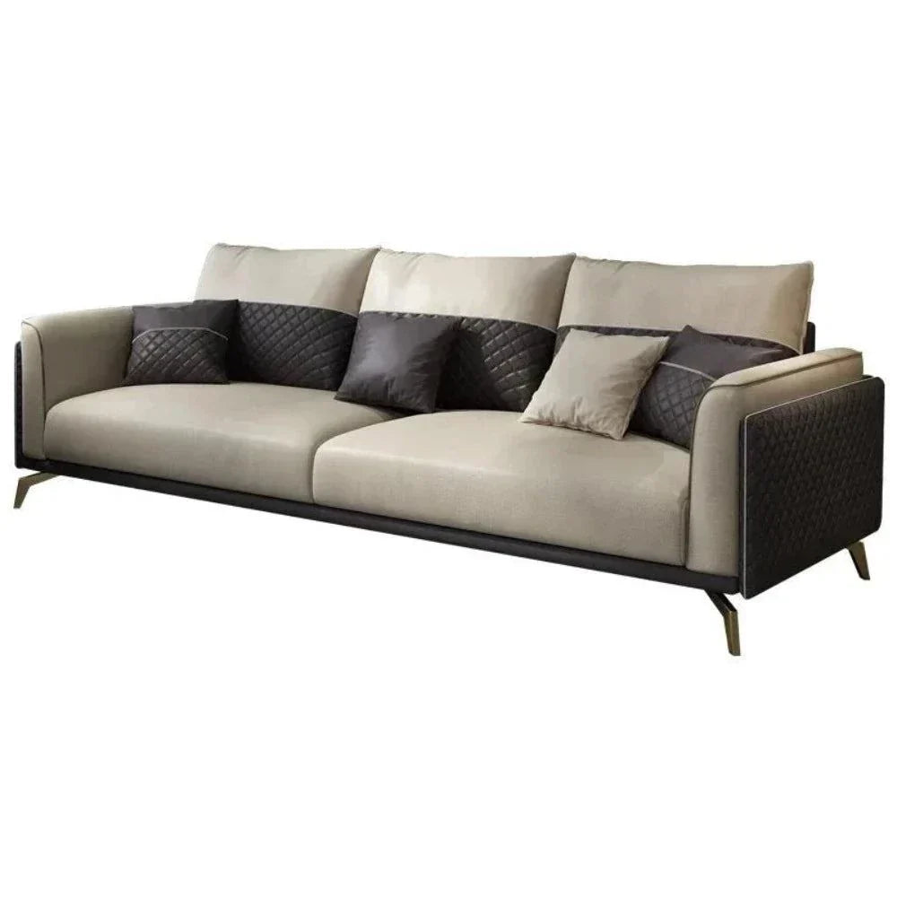 Mono Luxury Modern Suede Sofa Sets In Leatherette - Nice Maple