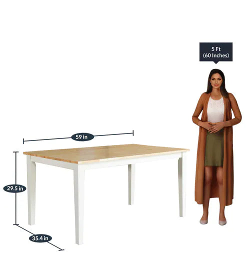 Smarty 6 Seater Dining Table in White Color - Nice Maple