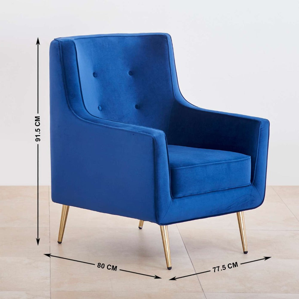 Tiktok Button-Tufted Wingback Chair In Blue - Nice Maple