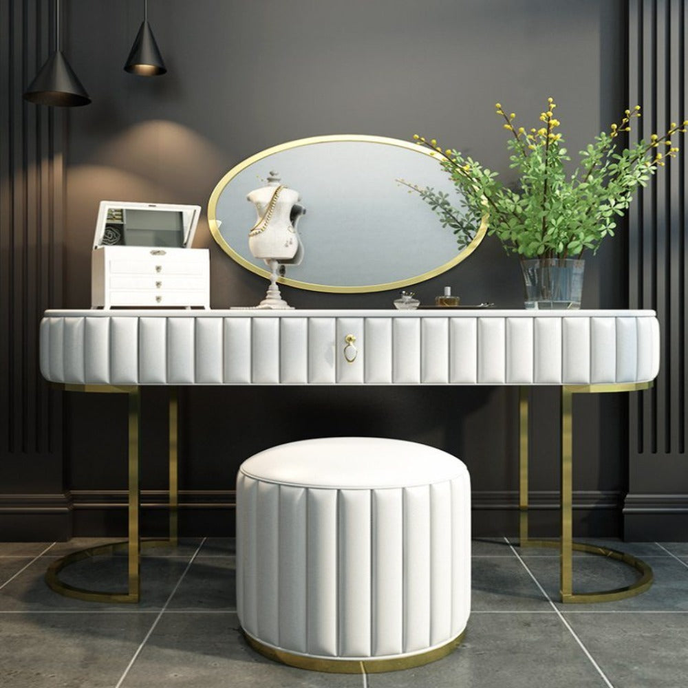 Nexa Dressing Table With Ottoman In Stainless Steel - Gold - Nice Maple