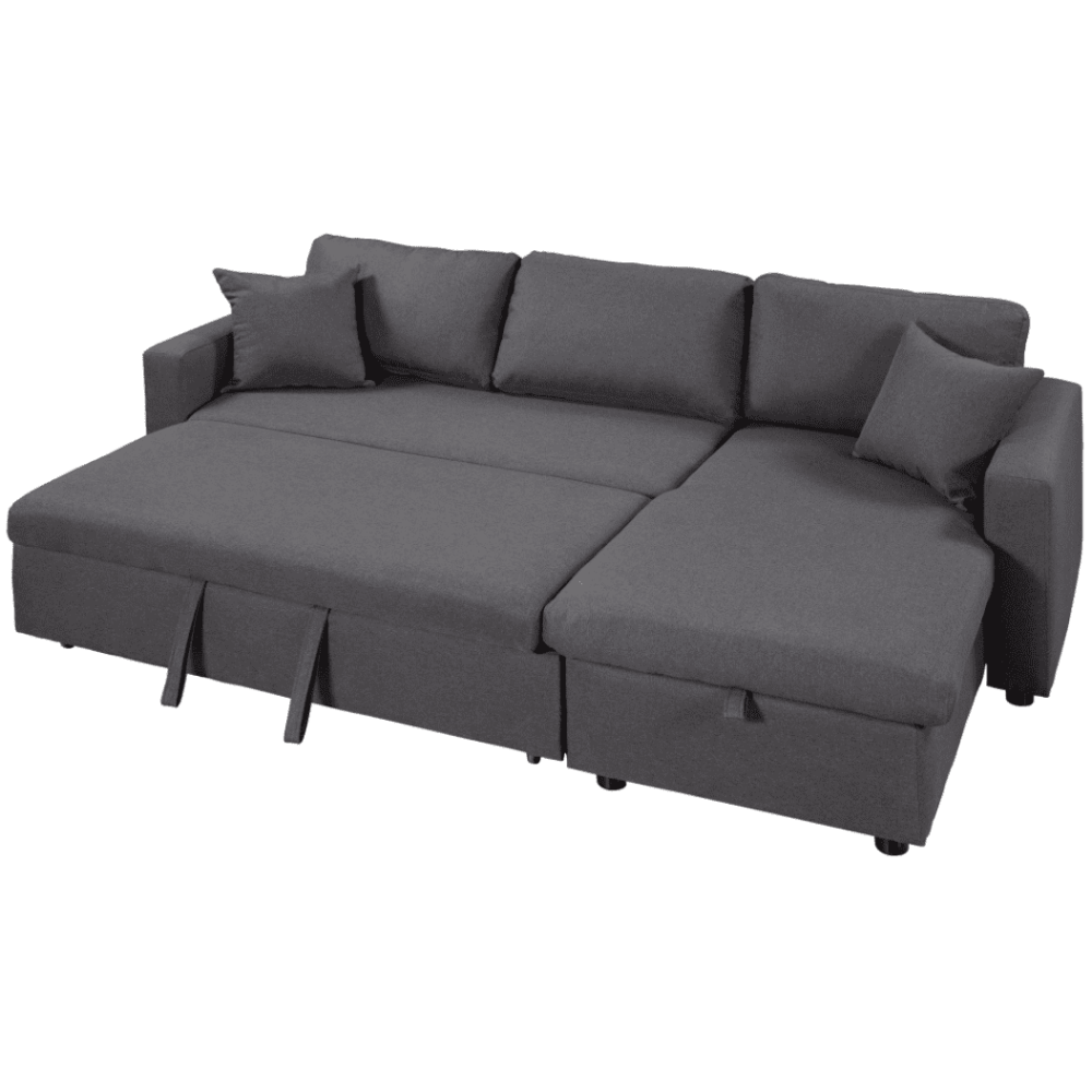 Glossy L-Shaped Sectional Storage Sofa Cum Bed - Nice Maple