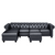 Dolcy Sectional Sofa Set in PU Leather in Black Color with Ottoman - Nice Maple